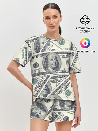 Женская пижама с шортами / Доллары