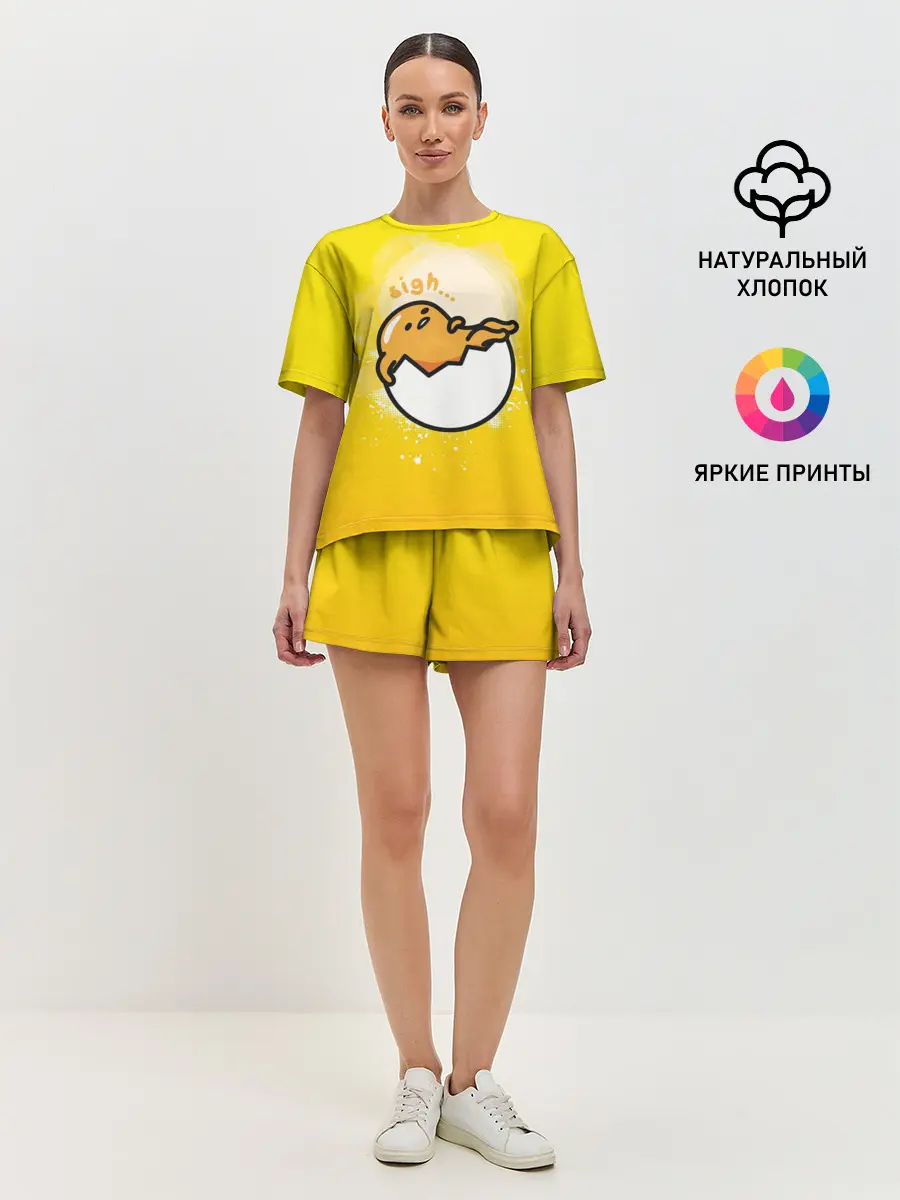 Женская пижама с шортами / Гудетама веселое яйцо