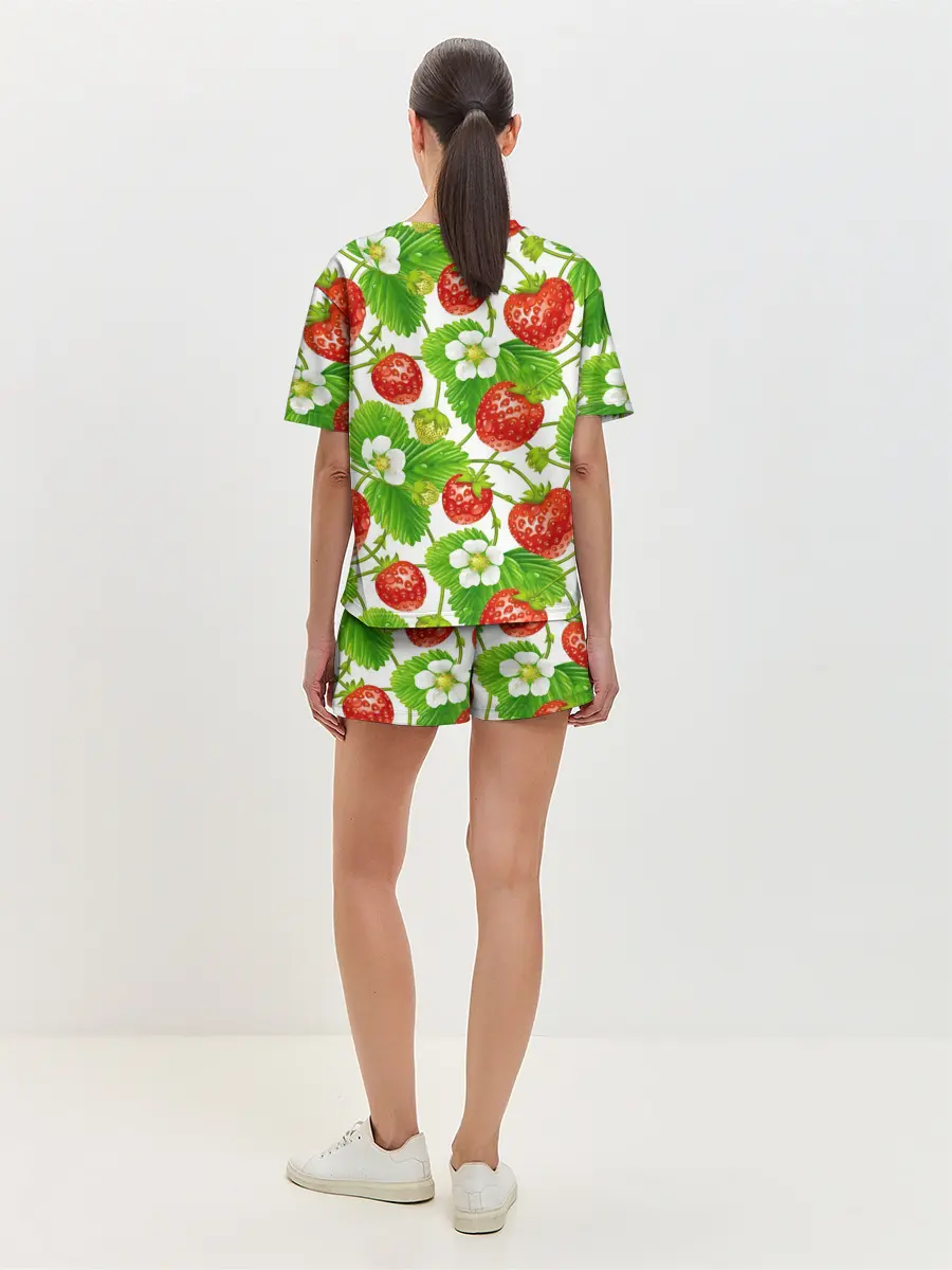 Женская пижама с шортами / Земляника