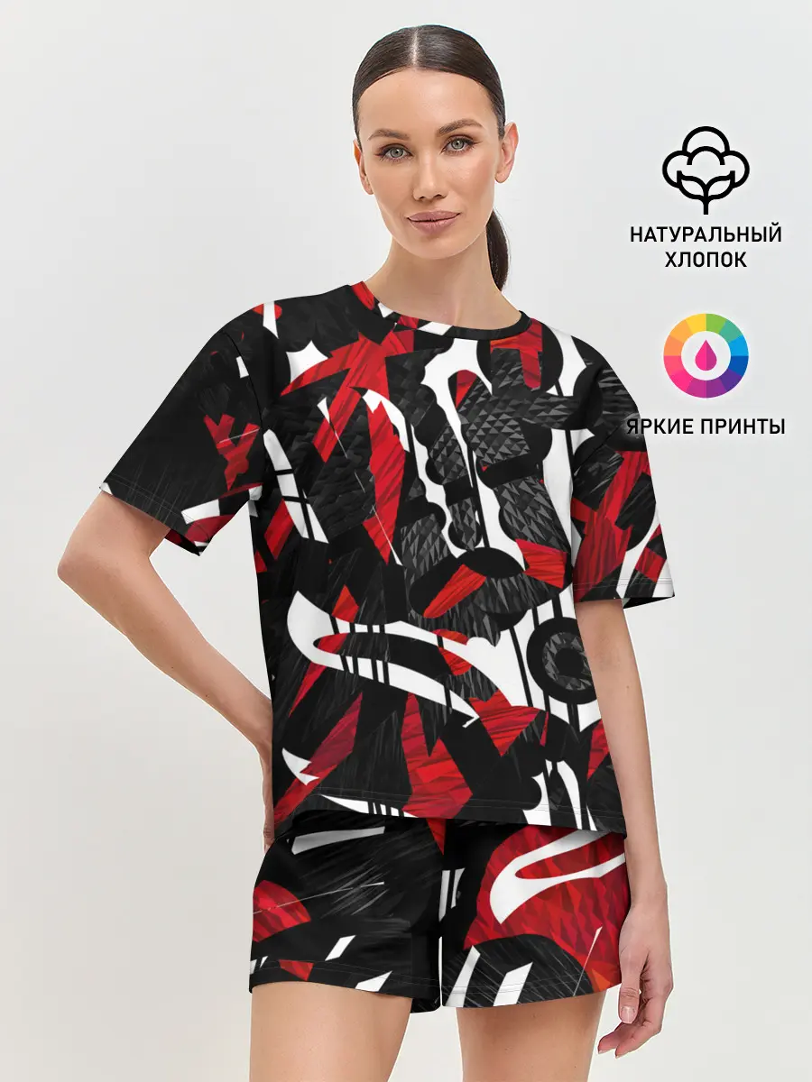 Женская пижама с шортами / Abstract art