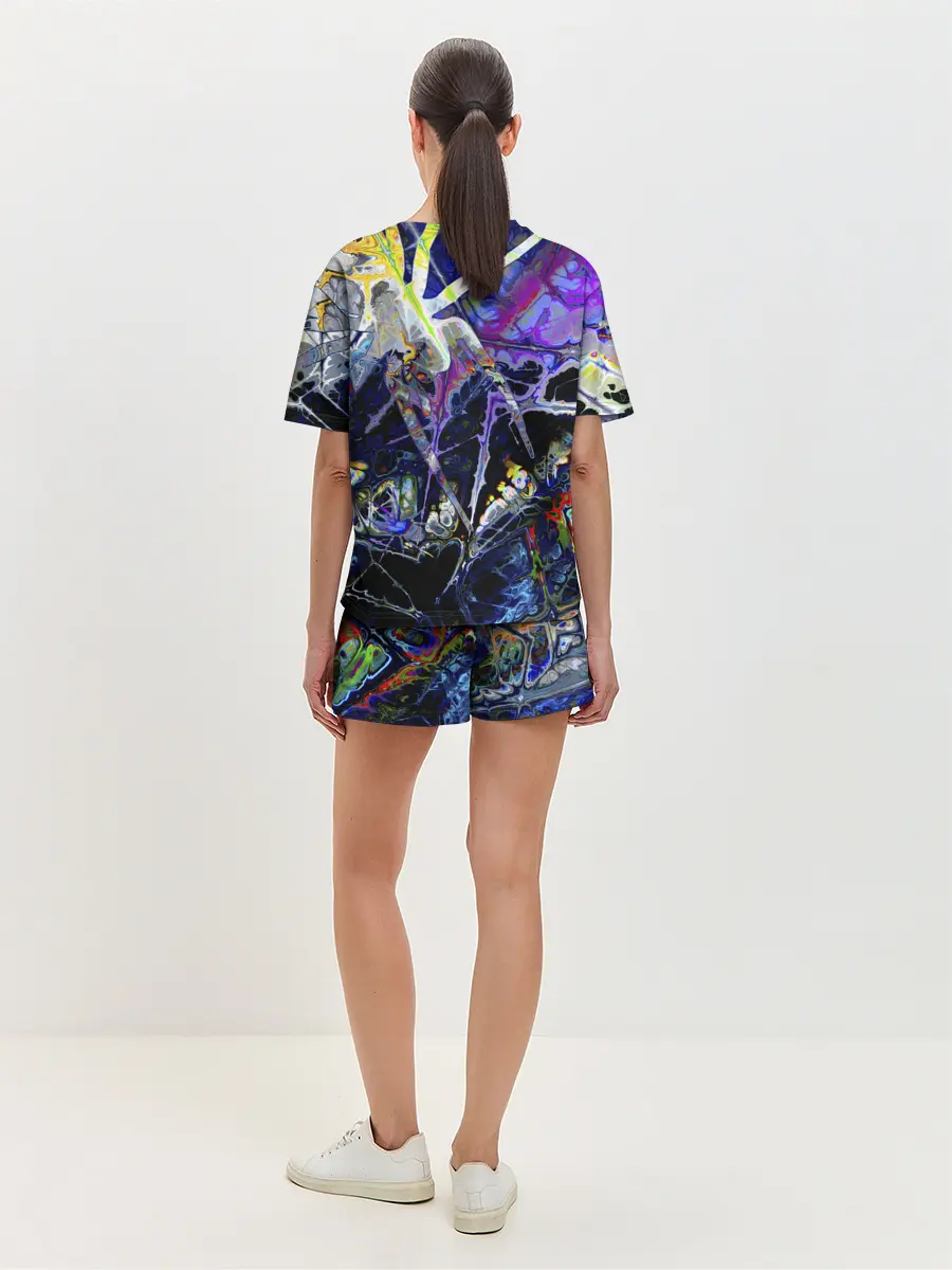 Женская пижама с шортами / Gasoline stains abstraction