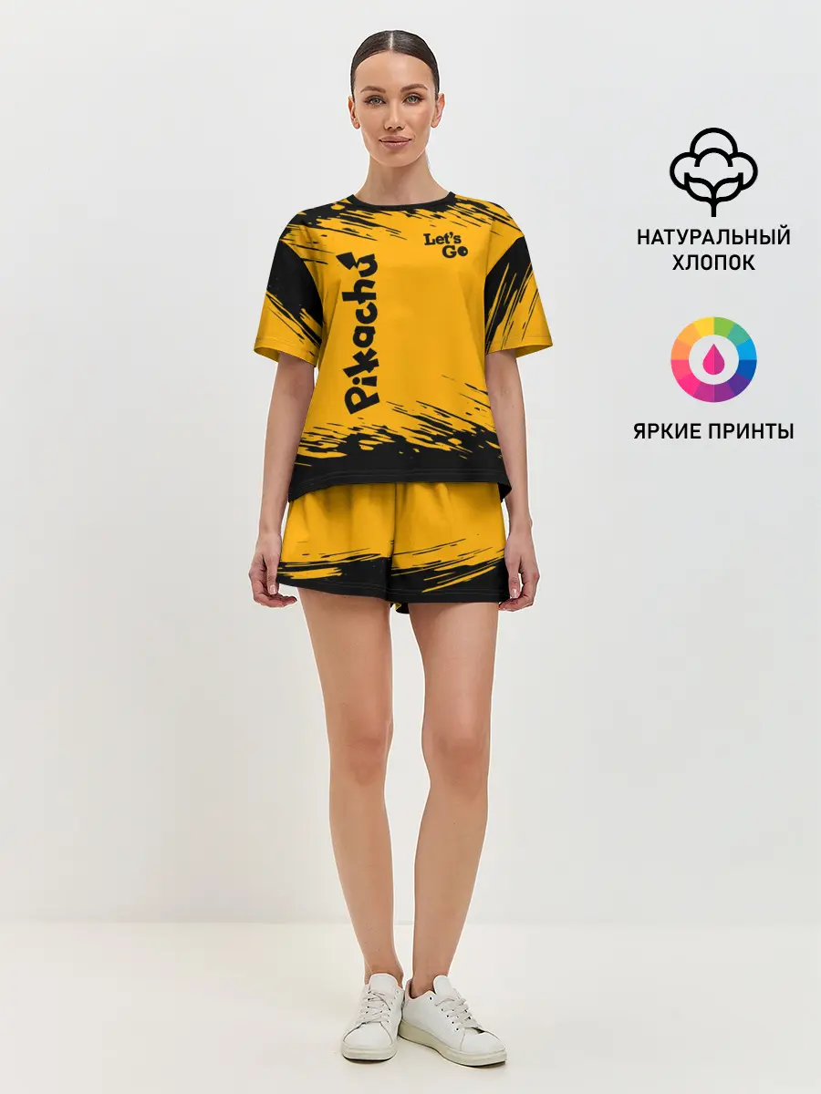 Женская пижама с шортами / Pikachu black&yellow