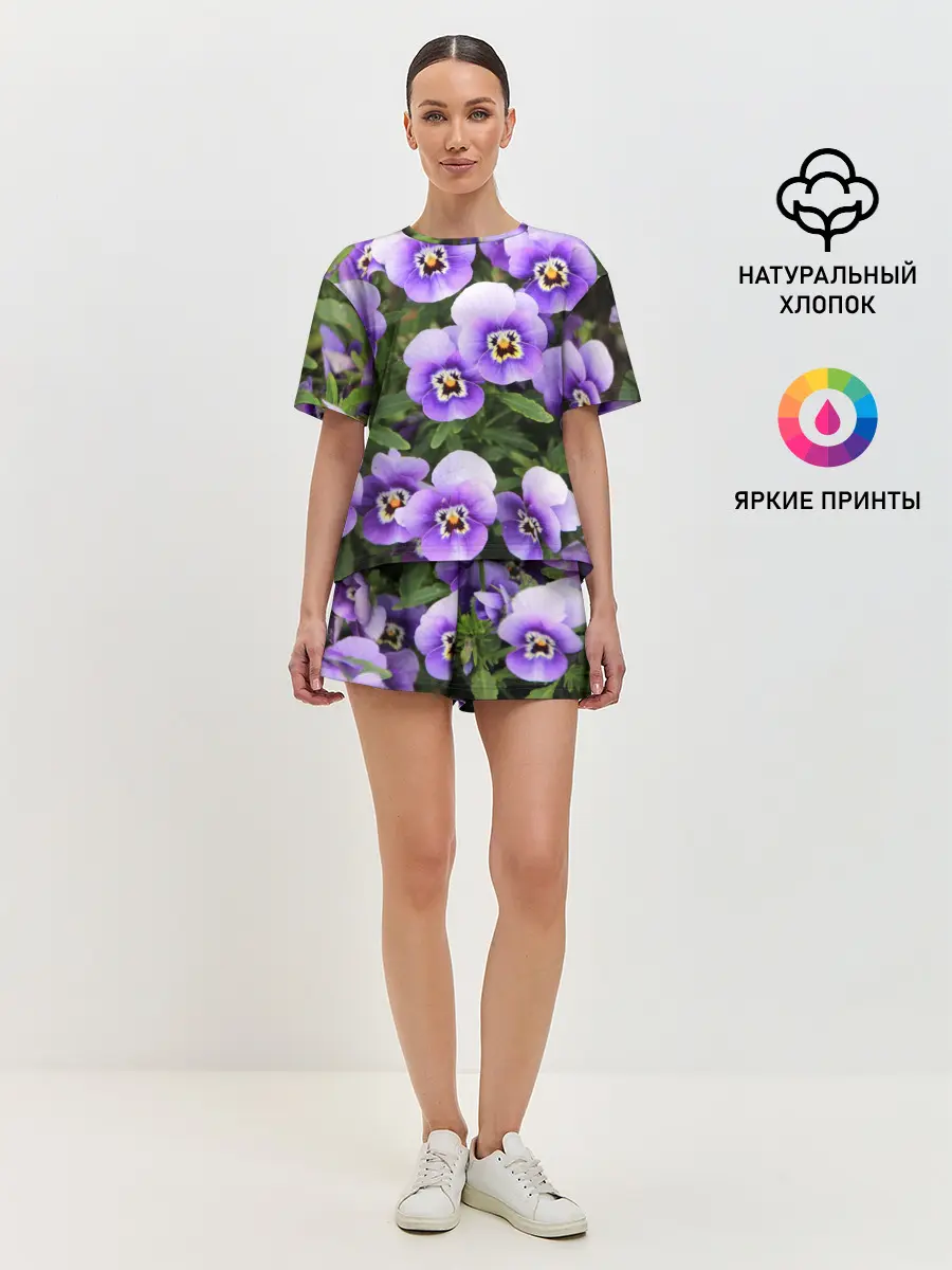 Женская пижама с шортами / Анютины глазки