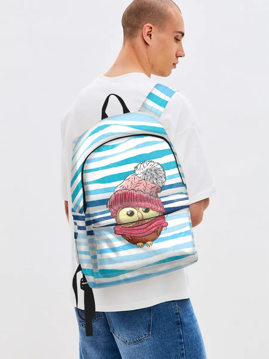 Рюкзак джинсовый / Сова в шапке