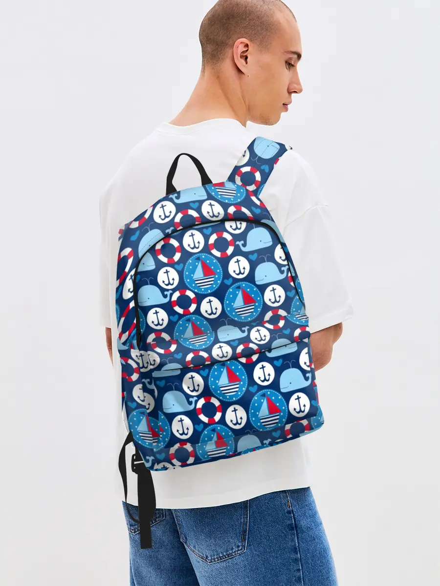Рюкзак джинсовый / Киты и яхты