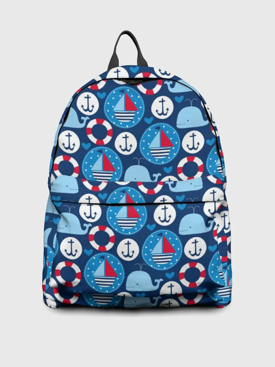 Рюкзак джинсовый / Киты и яхты