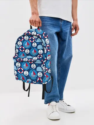 Рюкзак джинсовый / Киты и яхты