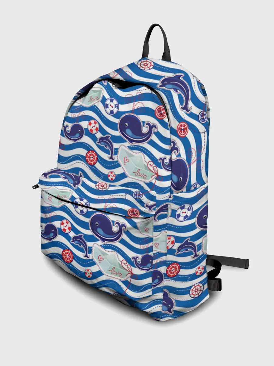 Рюкзак джинсовый / Киты и дельфины