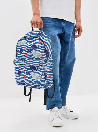 Рюкзак джинсовый / Киты и дельфины
