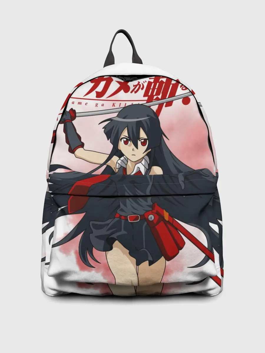 Рюкзак джинсовый / Акаме атакует на белом фоне