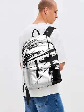 Рюкзак джинсовый / Черно-белая футболка