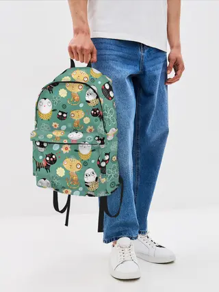 Рюкзак джинсовый / Совы и котики