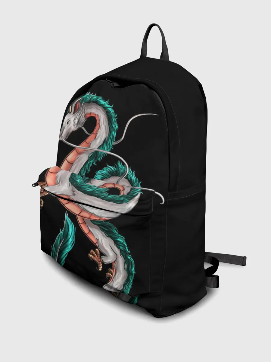 Рюкзак джинсовый / Дракон Хаку на черном фоне