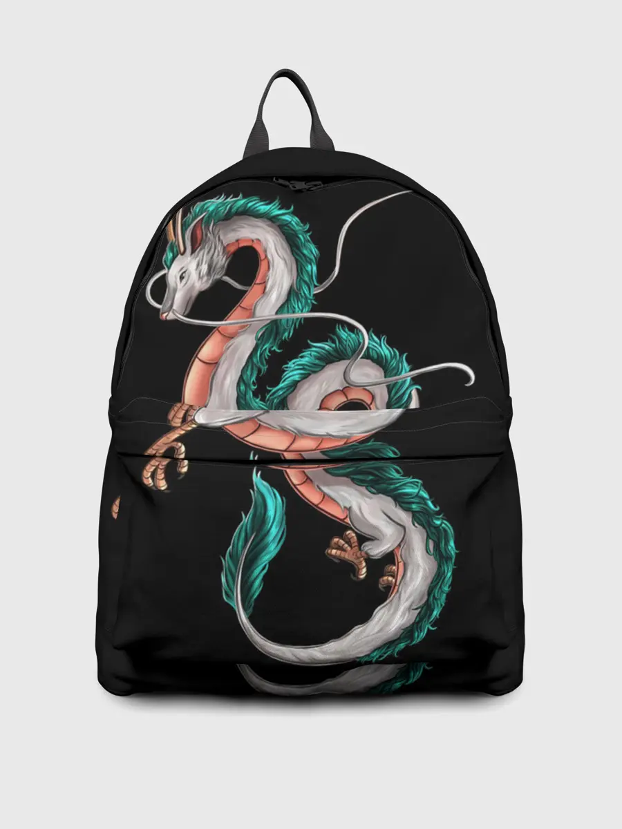 Рюкзак джинсовый / Дракон Хаку на черном фоне