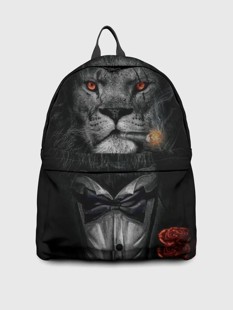 Рюкзак джинсовый / Лев в смокинге