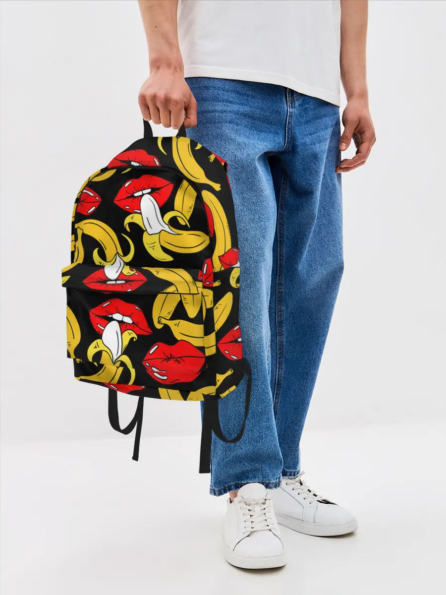 Рюкзак джинсовый / Губы и бананы