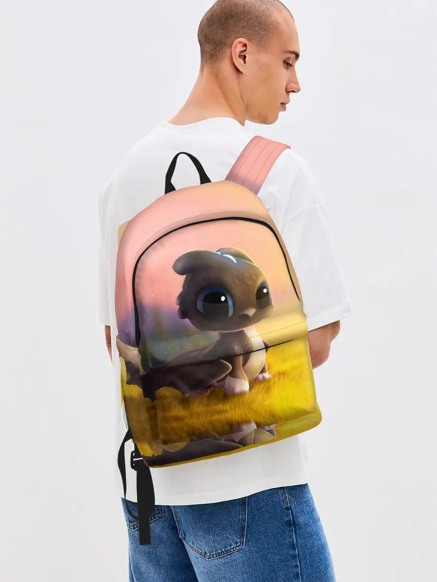 Рюкзак джинсовый / Дракончик на берегу озера