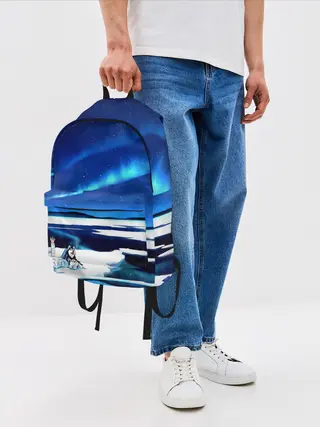 Рюкзак джинсовый / Мальчик и Хаски