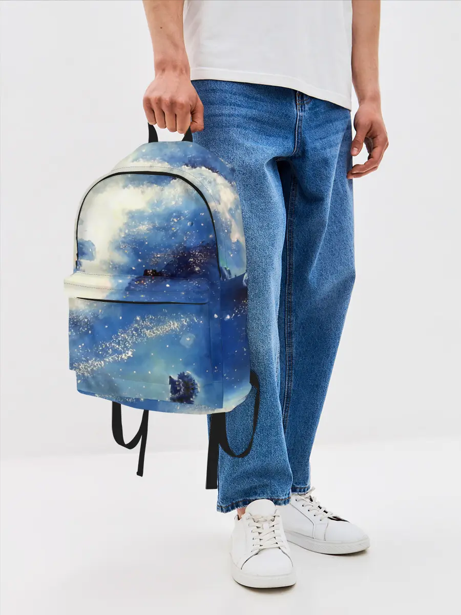 Рюкзак джинсовый / Ёжик в космосе