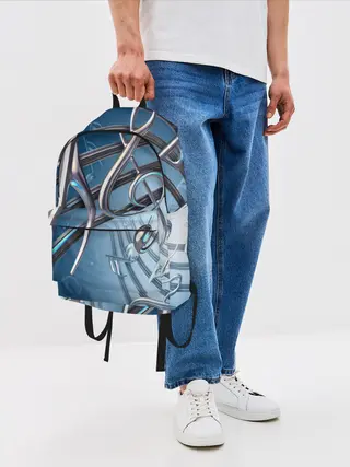 Рюкзак джинсовый / Металлические ноты