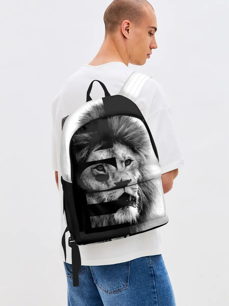 Рюкзак джинсовый / Лев царь зверей