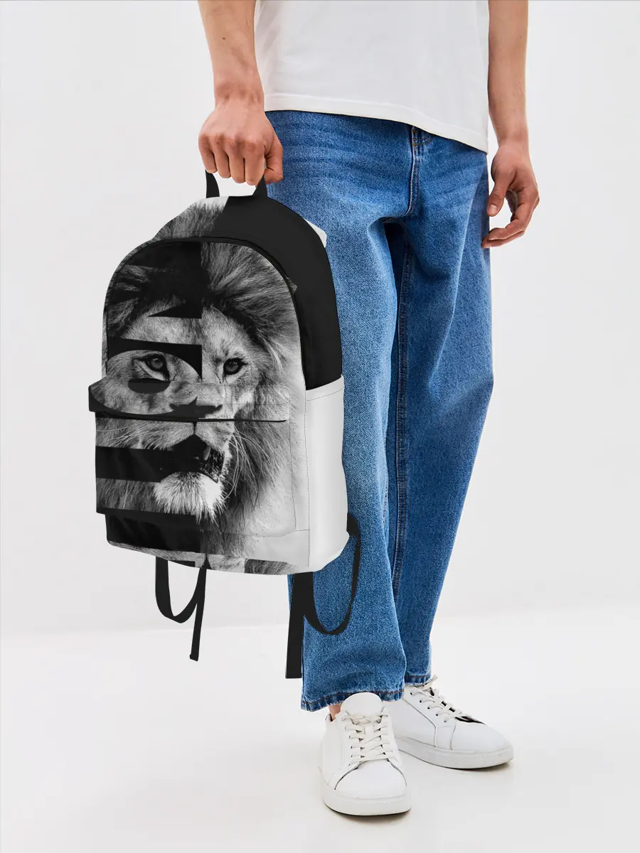 Рюкзак джинсовый / Лев царь зверей
