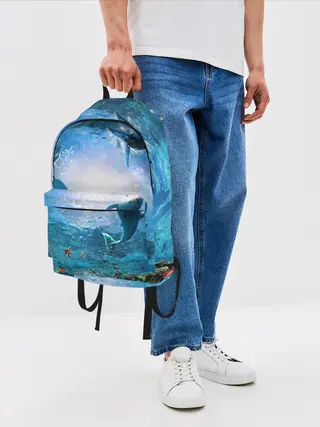 Рюкзак джинсовый / Дельфины