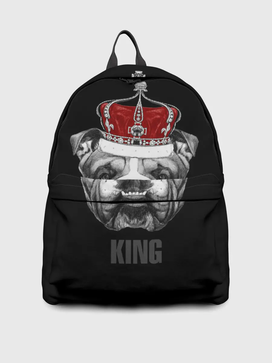 Рюкзак джинсовый / Английский бульдог с короной