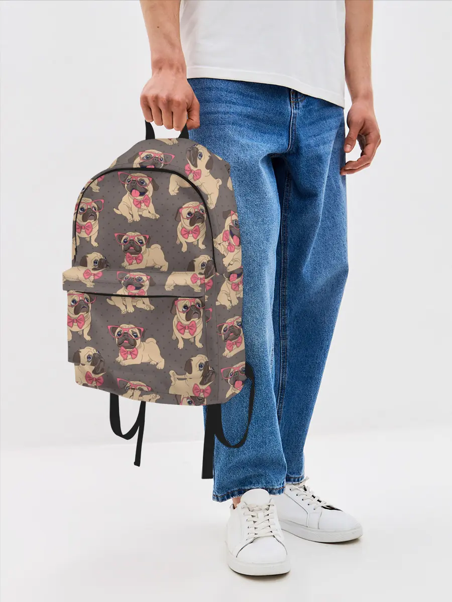 Рюкзак джинсовый / Мопсы