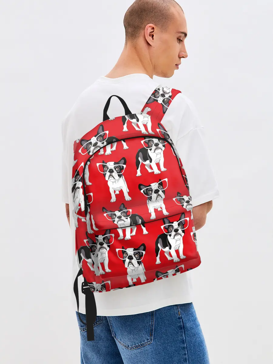 Рюкзак джинсовый / Французские бульдоги