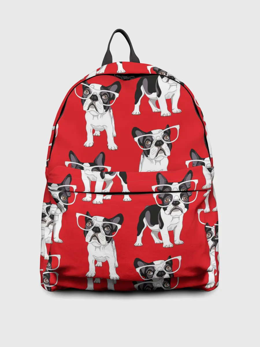 Рюкзак джинсовый / Французские бульдоги