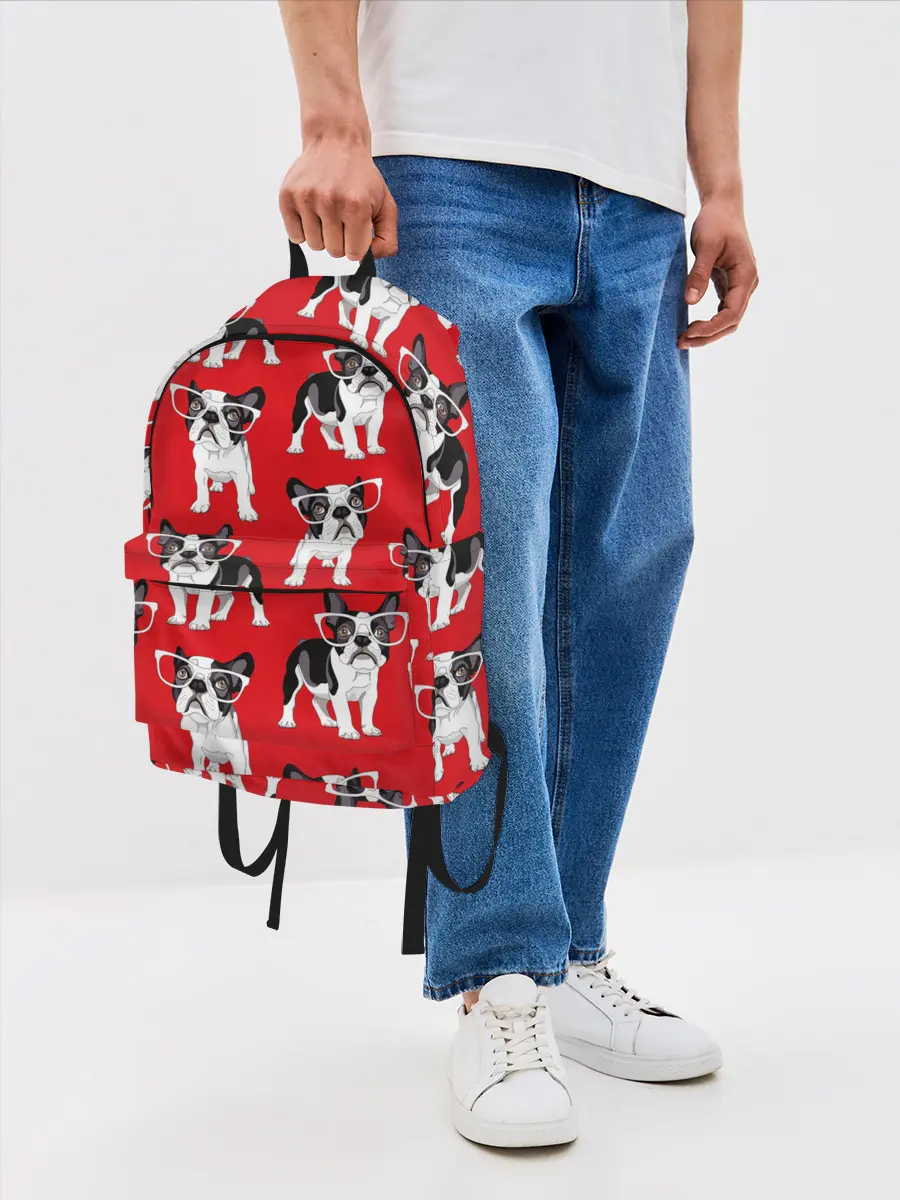 Рюкзак джинсовый / Французские бульдоги