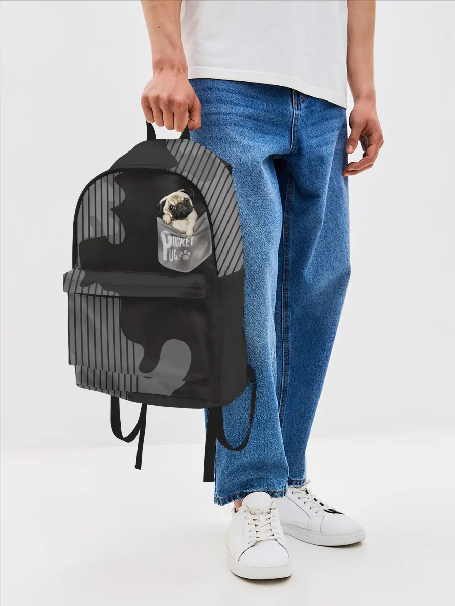 Рюкзак джинсовый / Мопс в кармане