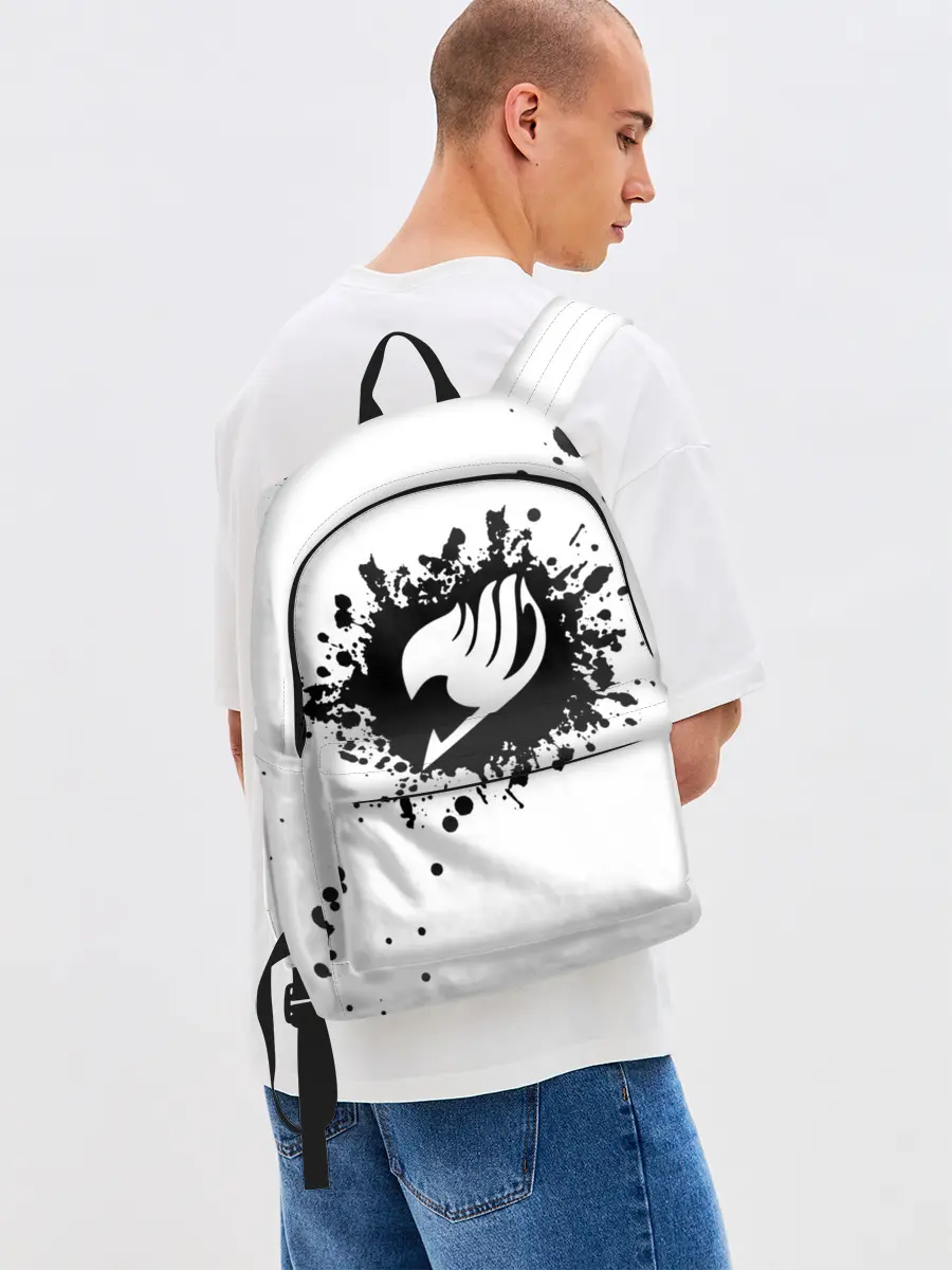 Рюкзак джинсовый / Белая эмблема Хвоста Феи