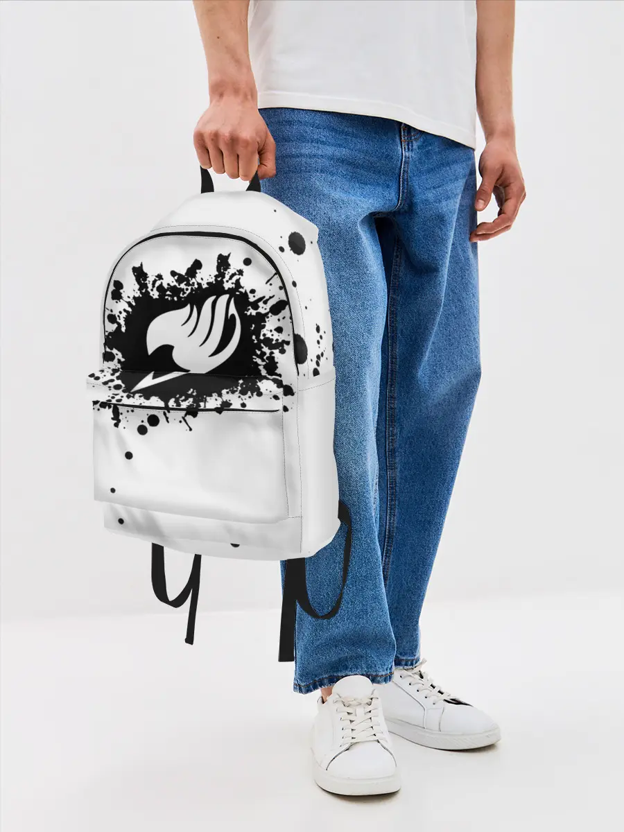 Рюкзак джинсовый / Белая эмблема Хвоста Феи