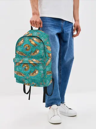 Рюкзак джинсовый / Весёлые выдры