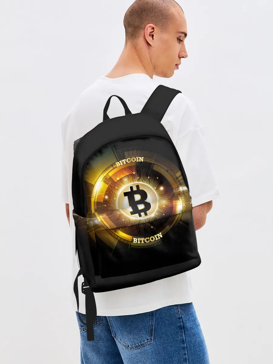 Рюкзак джинсовый / Золотой биткоин