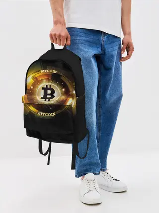 Рюкзак джинсовый / Золотой биткоин