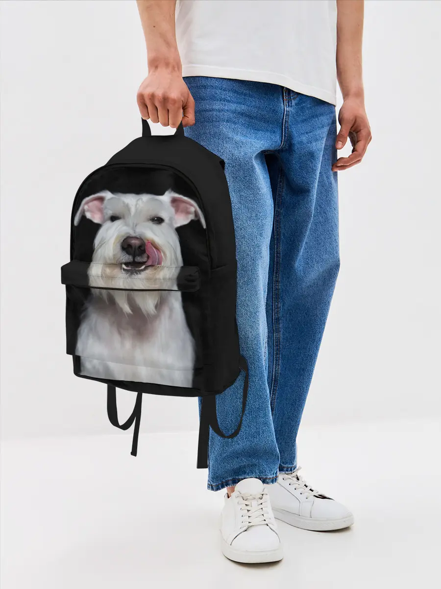 Рюкзак джинсовый / Белый шнауцер