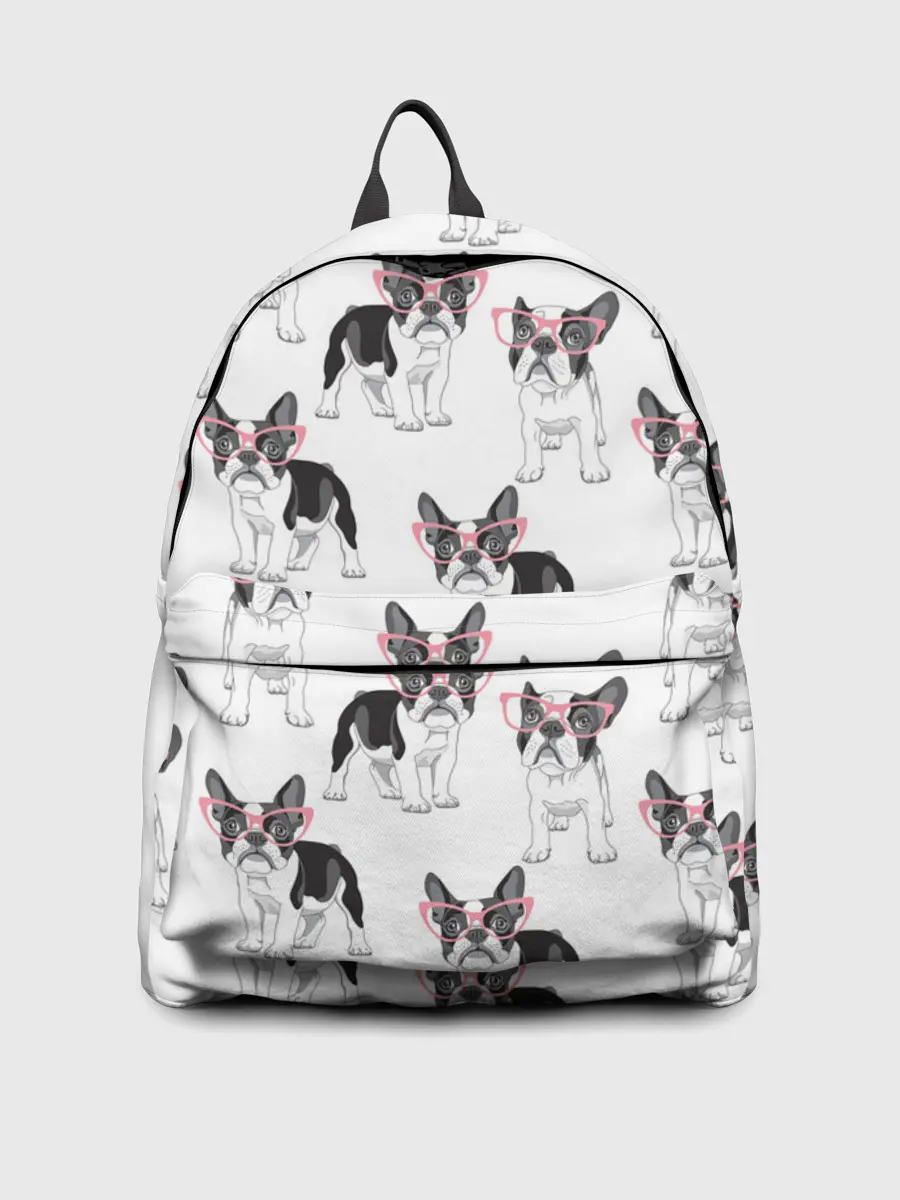 Рюкзак джинсовый / Французские бульдоги в очках