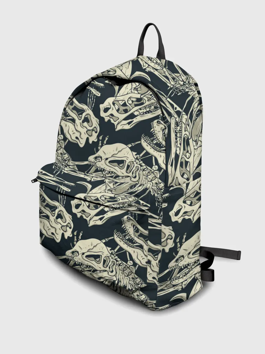 Рюкзак джинсовый / Черепа динозавров