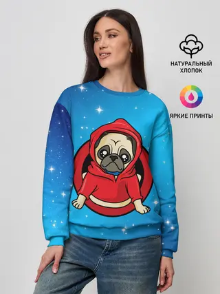 Женский свитшот / Мопс в толстовке