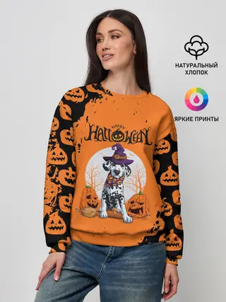 Женский свитшот / Далматинец в шляпе | Хэллоуин
