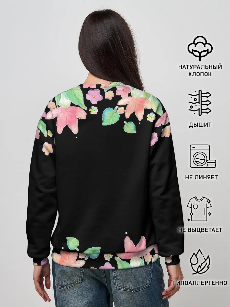 Женский свитшот / Рамка из розовых и зеленых листьев