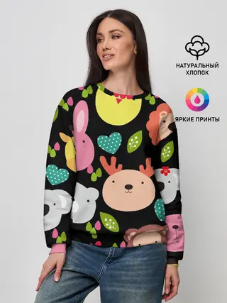 Женский свитшот / Головы милых животных
