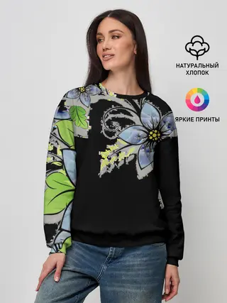 Женский свитшот / Цветочная композиция с бабочками