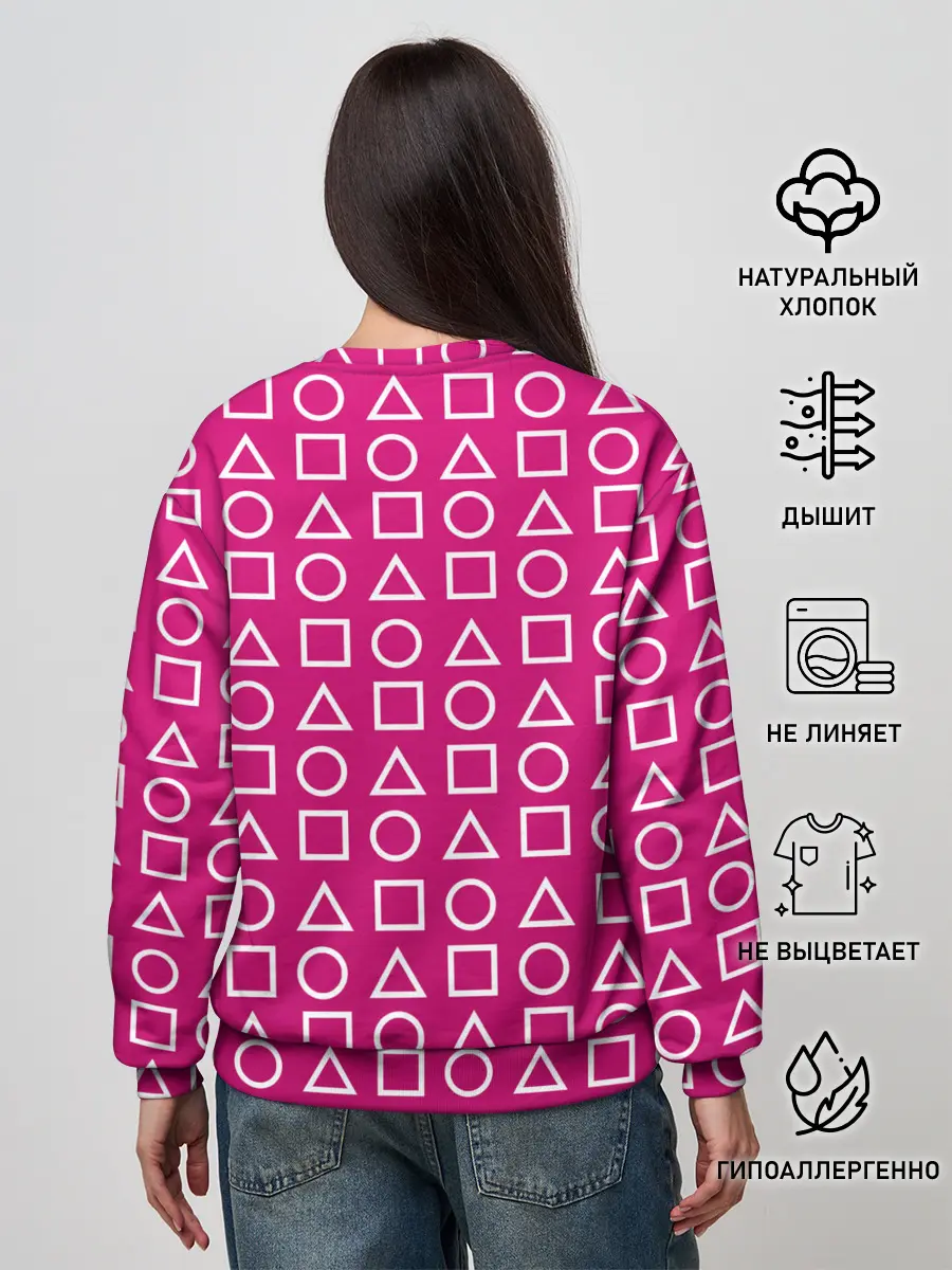 Женский свитшот / ИГРА В КАЛЬМАРА ПАТТЕРН ФИГУРЫ СТРАЖЕЙ