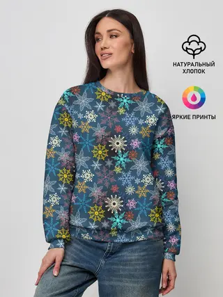 Женский свитшот / Красочные Снежинки