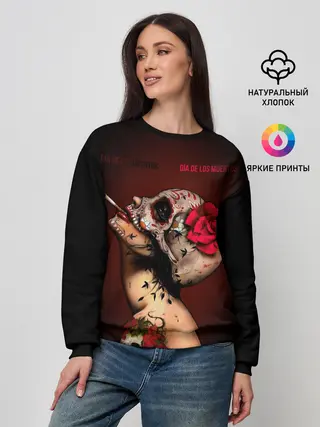 Женский свитшот / Ведьма с красной розой