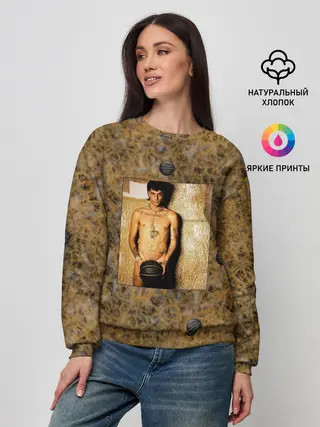 Женский свитшот / Damiano David. Фотосессия с мячом